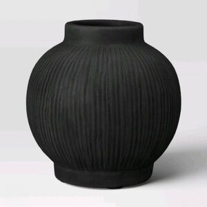 Round Ceramic Vase Black - Threshold™: Watertight Tabletop Decor
